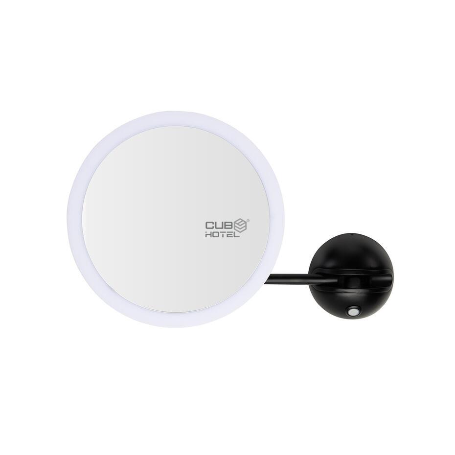Black Rotating Wall Mirror with 3X Magnification and LED Light Black Rotating Wall Mirror with 3X Magnification and LED Light